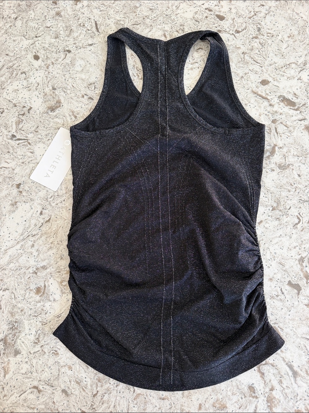 NWT Athleta Speedlight Glow Tee Black Sparkle Racerback Tank Top - Picture 2 of 6